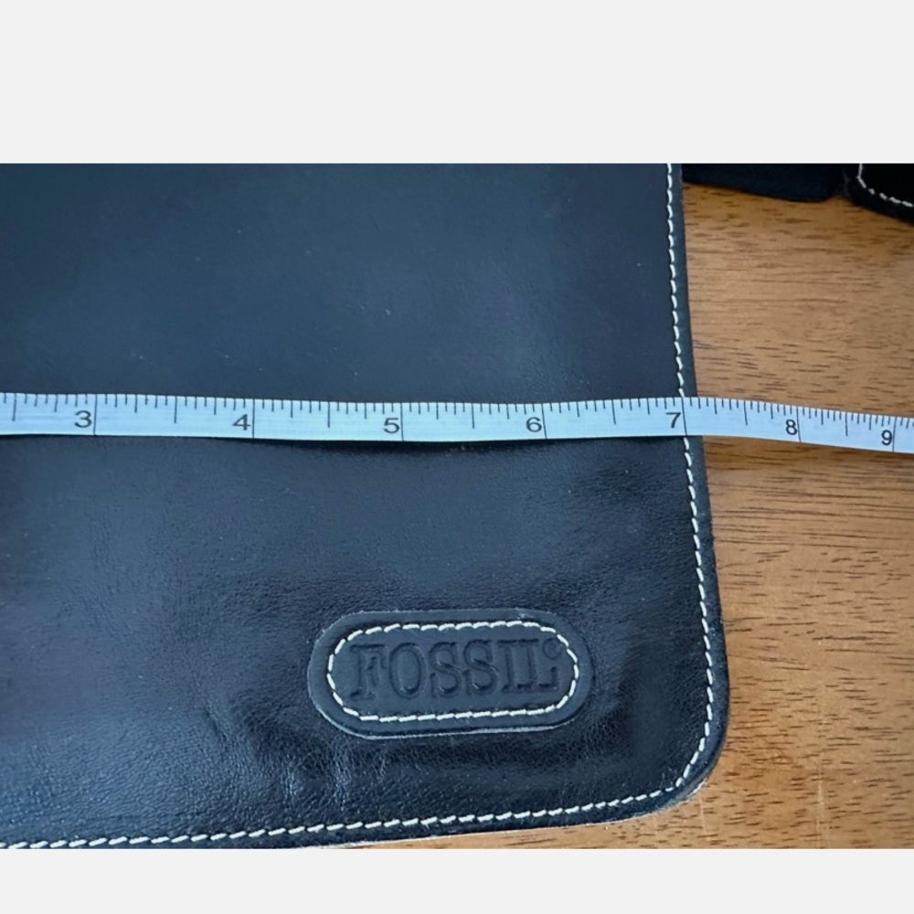 Fossil Black Leather Zippered Cosmetic Bag BNWT - Picture 5 of 5